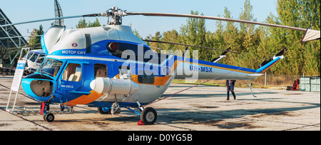 Upgraded Mi-2MSB ( MSB-2) helicopter. General view of the helicopter. Stock Photo