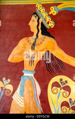 'Prince of lilies' or 'Priest-king Relief', Knossos Palace, Crete Stock Photo