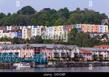 Colourful terraced houses at Harbourside, Bristol, Somerset Stock Photo