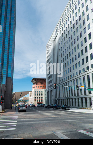 The Denver Public Library and Art Museum as seen from 13th and Lincoln Street in Denver, Colorado. Stock Photo
