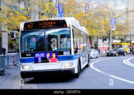 New York City Public Transportation M7 Bus, Manhattan, New York City, USA Stock Photo