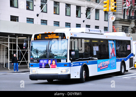 New York City Public Transportation M7 Bus, Manhattan, New York City, USA Stock Photo