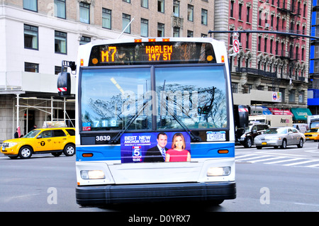 New York City Public Transportation M7 Bus, Manhattan, New York City, USA Stock Photo