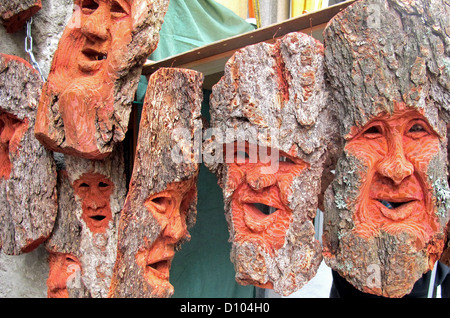 wood mask made from a craftsman in retail market Stock Photo