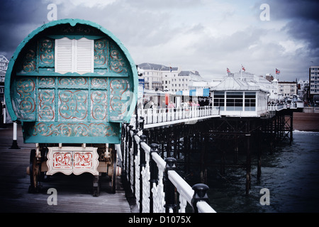 Caravan on Brighton Pier Stock Photo