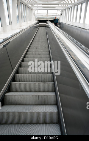 Metal Moving Escalator Stock Photo