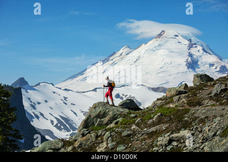 hiker in Mt. Baker Recreation Area,Washington,USA Stock Photo