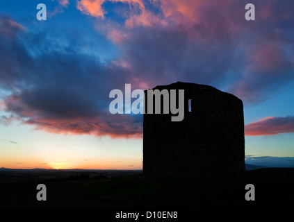 Sunset over the remains of Windmill used in the 1798 Rebellion, Vinegar Hill, Enniscorthy, Co Wexford, Ireland Stock Photo