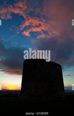 Sunset over the remains of Windmill used in the 1798 Rebellion, Vinegar Hill, Enniscorthy, Co Wexford, Ireland Stock Photo