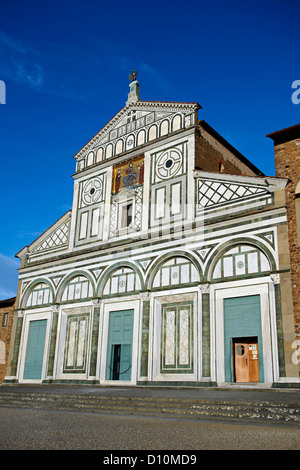 The facade of the Romanesque San Miniato al Monte Basilica, Florence ...