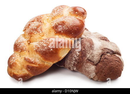 Composition with bread and rolls isolated on white. Clipping Path Stock Photo