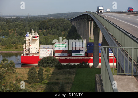 Rade, Germany, ship on the Kiel Canal Stock Photo