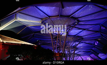 Colorful (colorful) canopy roof of Clarke Quay, the bar and restaurant entertainment area by the Singapore River. Stock Photo