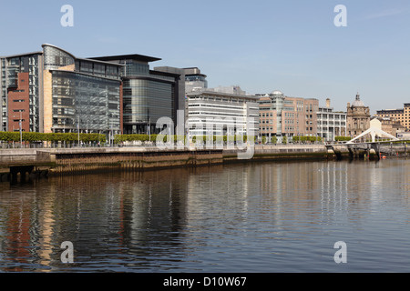 Modern office buildings in the International Financial Services District, Broomielaw, Glasgow city centre, Scotland, UK Stock Photo