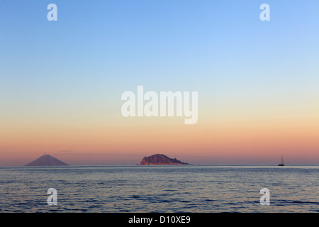 Panarea and Stromboli islands seen from Salina, Aeolian Islands, Sicily, Italy Stock Photo