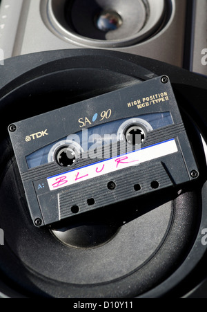 Audio Cassette Tape of Blur's Album 'Blur'. Stock Photo