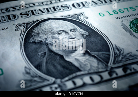 Detail of George Washington Portrait on a US Dollar Bill. Stock Photo