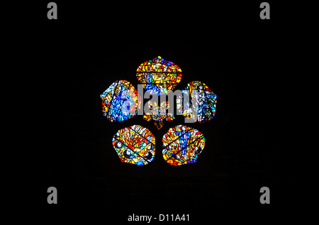 Stained Glass Window, The Cathedral of Our Lady Assumed into Heaven and St Nicholas, aka Galway Cathedral, Galway City, Ireland Stock Photo