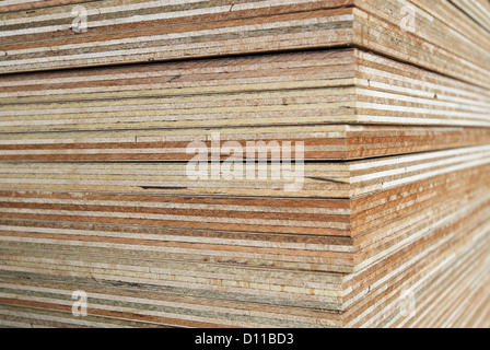 Stack of particle board - chipboard Stock Photo