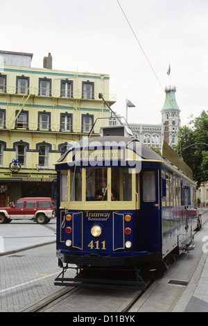 CHRISTCHURCH NEW ZEALAND TRAMWAY RESTAURANT VINTAGE TRAM CAR CONVERTED TO MOVING RESTAURANT Stock Photo