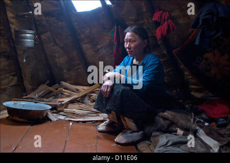 Feb. 28, 2004 - Russia - Nadymsky region of Yamalo-Nenets Autonomous Okrug,Russia.The Nentsy (also known as the Yurak) are one of five Samoyedic peoples, which also include the Entsy (Yenisei), Nganasany (Tavgi), Sel'kupy, and Kamas...Although many aspects of their lives have changed, the Nentsy still rely on their traditional way of life,which is hunting, reindeer herding, and fishing...Pictured: daily life of the nentsy. (Credit Image: © PhotoXpress/ZUMAPRESS.com) Stock Photo