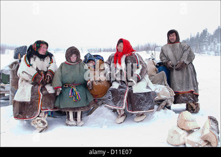 Feb. 28, 2004 - Russia - Nadymsky region of Yamalo-Nenets Autonomous Okrug,Russia.The Nentsy (also known as the Yurak) are one of five Samoyedic peoples, which also include the Entsy (Yenisei), Nganasany (Tavgi), Sel'kupy, and Kamas...Although many aspects of their lives have changed, the Nentsy still rely on their traditional way of life,which is hunting, reindeer herding, and fishing...Pictured: daily life of the nentsy. (Credit Image: © PhotoXpress/ZUMAPRESS.com) Stock Photo