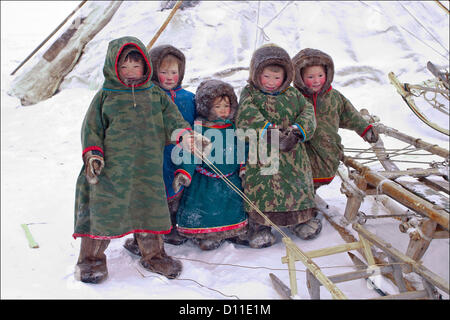 Feb. 28, 2004 - Russia - Nadymsky region of Yamalo-Nenets Autonomous Okrug,Russia.The Nentsy (also known as the Yurak) are one of five Samoyedic peoples, which also include the Entsy (Yenisei), Nganasany (Tavgi), Sel'kupy, and Kamas...Although many aspects of their lives have changed, the Nentsy still rely on their traditional way of life,which is hunting, reindeer herding, and fishing...Pictured: daily life of the nentsy. (Credit Image: © PhotoXpress/ZUMAPRESS.com) Stock Photo