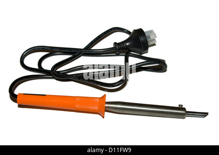 Electric soldering iron against a plain white background Stock Photo
