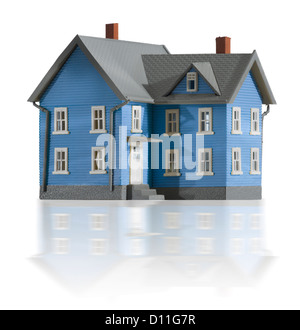 Gray and blue miniature farm house Stock Photo