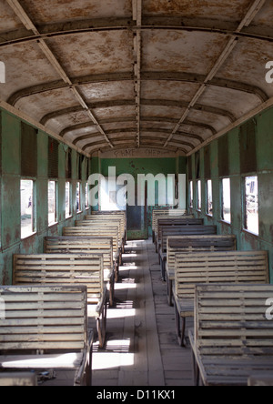 Inside Djibouti Addis Ababa Old Train Third Class, Dire Dawa Train Station, Ethiopia Stock Photo