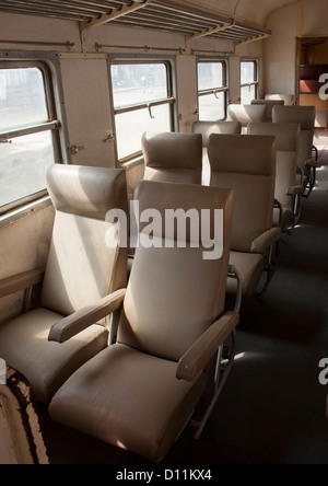 Inside Djibouti Addis Ababa Old Train First Class, Dire Dawa Train Station, Ethiopia Stock Photo