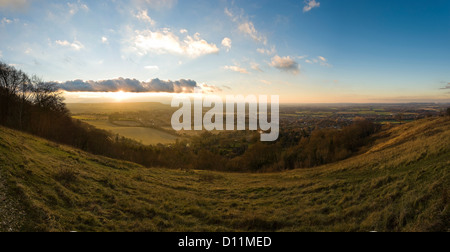 View of Princes Risborough from Whiteleaf Hill in the Chilterns. Stock Photo