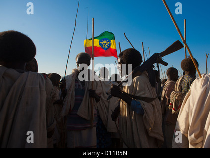 Karrayyu Tribe During Gadaaa Ceremony, Metahara, Ethiopia Stock Photo