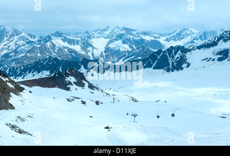 Mountain view from the Karlesjoch cable ski lift upper station (3108m., near Kaunertal Gletscher on Austria-Italy border) Stock Photo