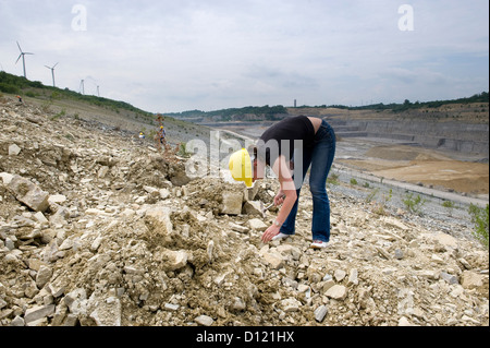 Ruedersdorf, Germany, geological Fuehrungen in limestone quarry Stock Photo