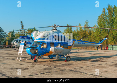 Upgraded Mi-2MSB ( MSB-2) and Mi-8MSB helicopters . General view of helicopters. Stock Photo