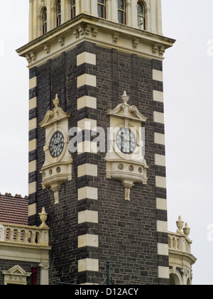 The clocktower of the famous Dunedin Railway Station; Dunedin, Otago, New Zealand. Stock Photo