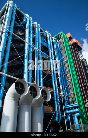 External utility pipes and tubing on the Georges Pompidou Centre - the Beaubourg Centre, Paris, Ile-de-France, France Stock Photo