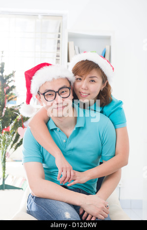 asian couple lifestyle celebration christmas photo, south east asian Stock Photo