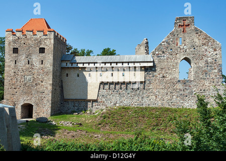Sigulda Medieval Castle reconstructed. Latvia. Stock Photo