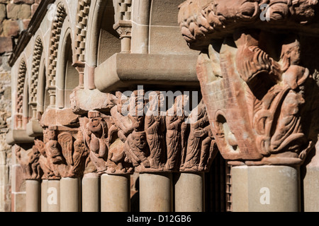 Cloister of Benedictine monastery San Juan de la Pena in Aragón, Spain Stock Photo