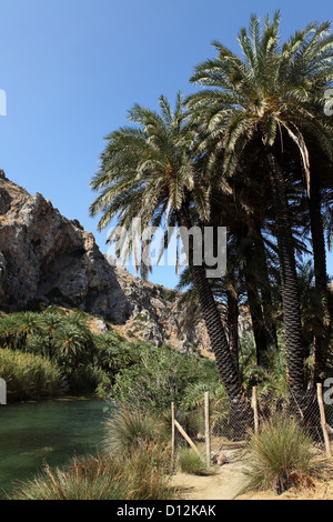 Preveli or Kourtaliotiko Gorge on Crete, Greece. Stock Photo