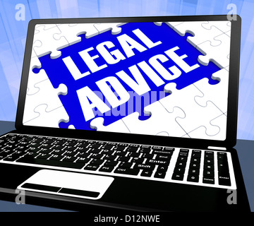 Legal Advice On Laptop Showing Legal Assistance And Legal Counsel Stock Photo