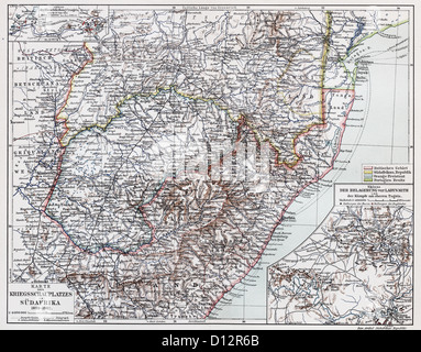 Vintage map of War theater in South Africa, period 1899-1902 Stock Photo