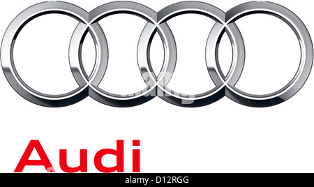 Company logo of the German automotive corporation Audi AG based in Ingolstadt. Stock Photo