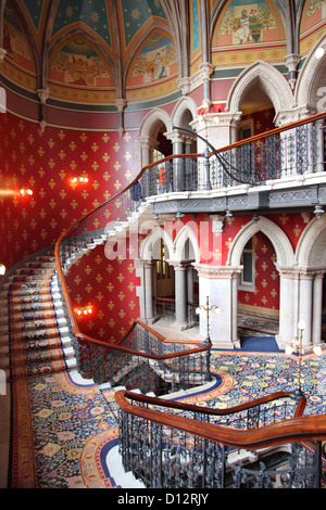 Interior of the newly refurbished St Pancras Renaissance Hotel, London, UK, featuring the grand staircase. Stock Photo