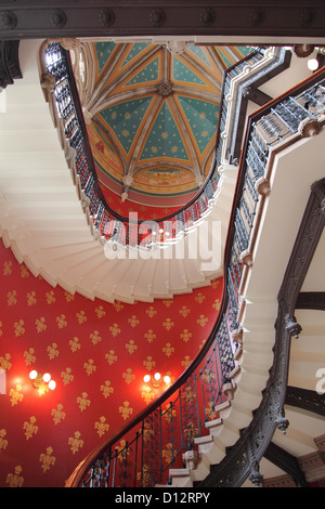 Interior of the newly refurbished St Pancras Renaissance Hotel, London, UK, featuring the grand staircase. Stock Photo