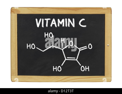 chemical formula of vitamin c on a blackboard Stock Photo