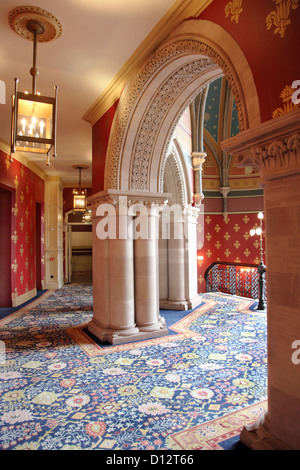 Interior of the newly refurbished St Pancras Renaissance Hotel, London, UK, featuring the grand staircase. Stock Photo