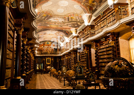 the historical center of Prague - the baroque library in the Klementinum. Stock Photo